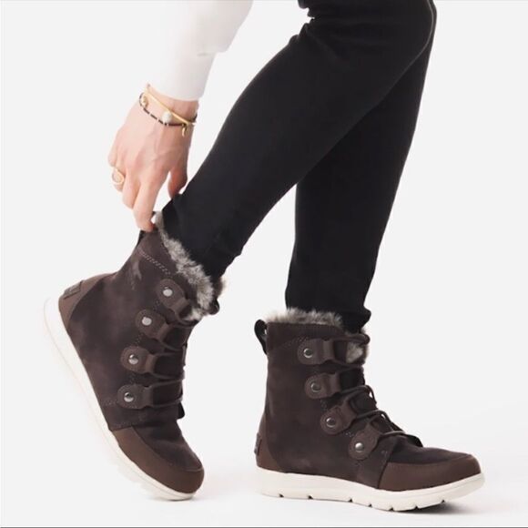 Sorel joan leather waterproof boot with faux fur collar EVA footbed size 6,5 new - Picture 2 of 14